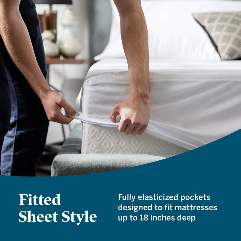 لوسيد واقي مرتبة LUCID Premium رايون من الخيزران جيرسي | واقي مرتبة مقاوم للماء بالحجم الكامل | فائقة النعومة، نمط الملاءة الملائمة، أبيض - Image 5